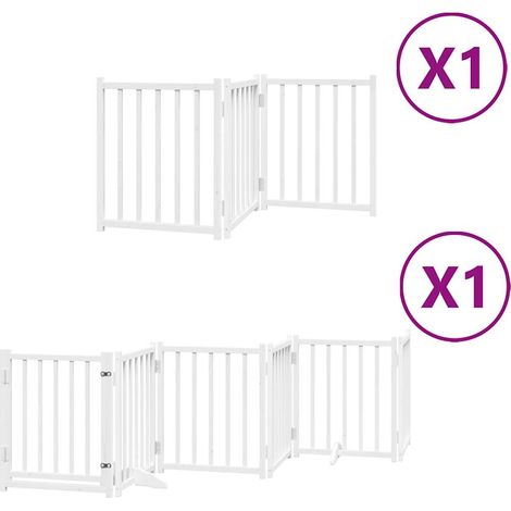 Puerta de seguridad para mascotas puerta plegable 9 paneles madera de álamo blanco 020023291 (1/5)