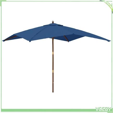 Parasol de jardin - FAFEICY - 363198 - Bleu azuré - 300x300x273 cm - Mât bois massif (1/5)