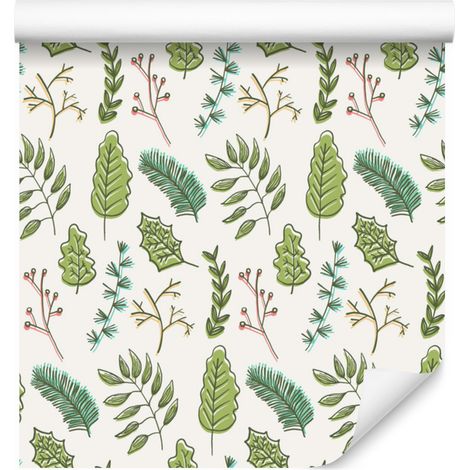 Papier peint à motif de feuilles vertes délicates pour salon et chambre 50x1000 cm (1/5)