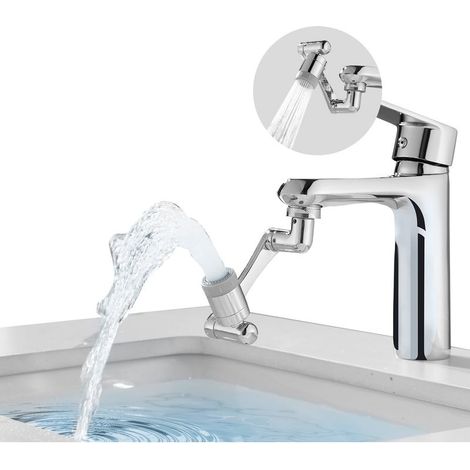 Schwenkbarer Doppelstrahl-Wasserhahn-Luftsprudler – Schwenkadapter für Bad- oder Küchenarmaturenverlängerungen, universelles Armaturenzubehör (1/5)