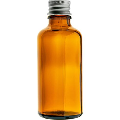 Botella de vidrio marrón de 100 ml con tapón de aluminio, rosca 18/415. (1/4)