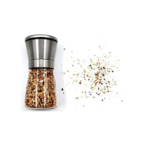 Macinapepe e Sale in Acciaio Inossidabile, Macinino Manuale Regolabile ed Ergonomico per Cucina, Confezione Singola (Corto) (1/4)