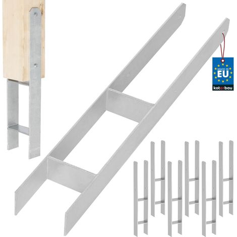 KOTARBAU® Kotarbau® Support de Poteau À Sceller - Support Poteau Bois en H 90x600 mm Lot de 6 - Pied de Poteau - Ancre Poteau Bois - Ancrage Poteau - Platine Poteau Bois - Acier Galvanisé - Argent