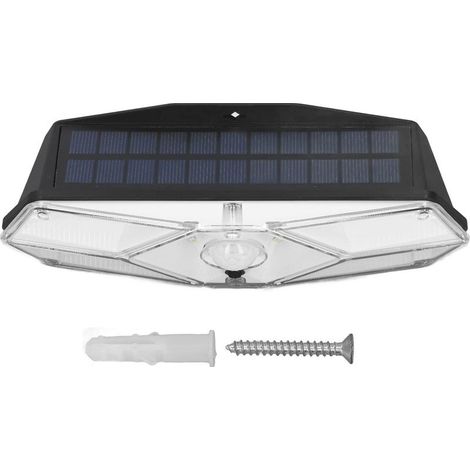 Lampe solaire murale 104LED – ABS – 1800mAh – lumière blanche – 3 modes – angle 120° – étanche – cour / garage / porche / jardin (1/5)