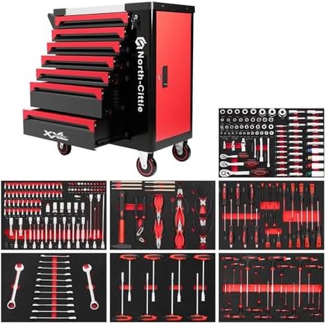 7-Box XXL Edition Chariot à Outils avec 256 Pièces D'outils Professionnels, Idéal pour I'atelier, la Maison, Le Qui Vous Donne Un Monde de Bricolage Plus Ordonné - (1/5)