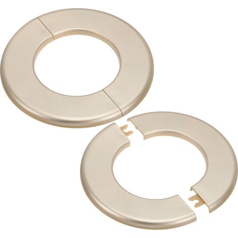 Plaque d'Écussons Auto-Adhésive Ronde en ABS 3.07"/78mm, 2pcs Couverture Murale pour Tuyau d'Eau, Cache Mitigeur Douche Boucles Rosace Robinet Chauffage Plomberie Mural, Doré (1/5)