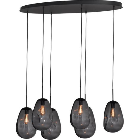Lampe suspendue Lava Oval 6x verre fumé Ø 22,5cm - 2764-05-130-50-60560