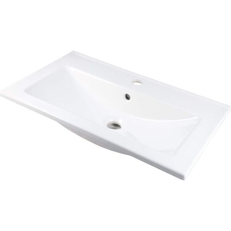 Lavabo in ceramica ad incasso con basetta per rubinetteria bianco 36x61,5 cm - Rober