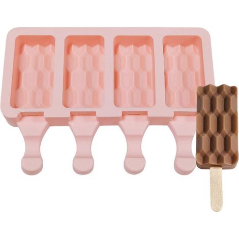 Moule à glace rose en forme de brique à 4 trous, à faire soi-même - Moule à crème glacée en silicone antiadhésif (1/5)