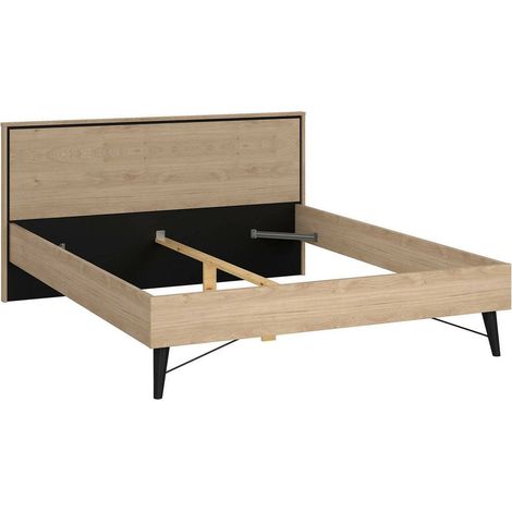 Dmora - Letto matrimoniale Marche, Sommier per camera da letto, Giroletto per stanza, Struttura porta materasso, 207x173 h91 cm, Rovere