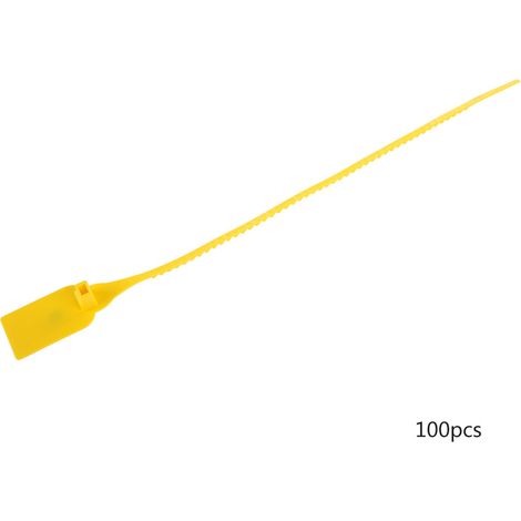 100 attaches de câble en plastique jetables, auto-serrantes, jaunes, pour valise, chaussures, étiquettes et sacs.