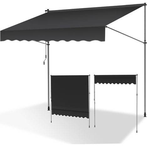 SWANEW Tenda del balcone manuale retrattile maniglia del balcone anti-ultravioletto grigio 2.5m (1/5)