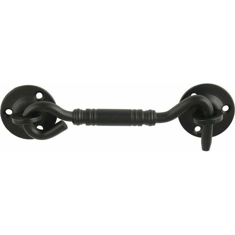 Hakenfensterriegel für Kabinentür, 110 mm lang, mattschwarzer Edelstahl, (1/5)