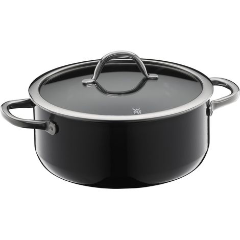 Faitout grande, 24 cm, couvercle en verre, rôtissoire à induction, 4,4 l, céramique high-tech, résistante aux rayures, non revêtu, noir (1/5)