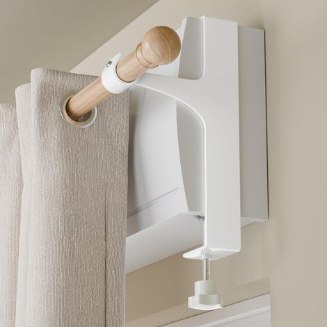 Lot de 2 Supports Tringle à Rideaux sans Perçage – Fixation pour Coffre de Volet Roulant, Support Métallique Universel pour Tringle à Rideaux, Installation Facile sans Outils (1/5)