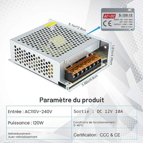 Power supply 12 V 10 A 120 W LED transformer (1/4)