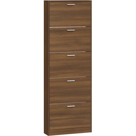 Zapatero mueble para entrada pasillo y salón 59 x 17 x 169 cm madera de ingeniería marrón 020021633 (1/5)