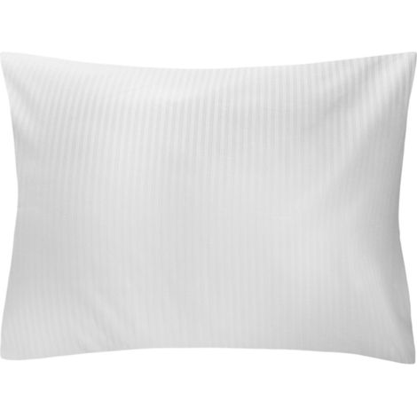 Taie d'oreiller blanche 70x80 cm en coton polonais à rayures 4 mm, marque-page pour hôtel (1/5)