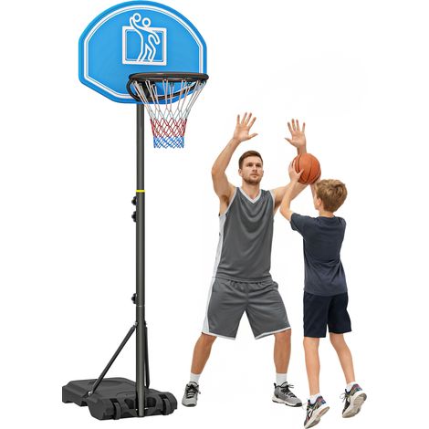 Hauteur réglable du panier de basket extérieur 160-210 cm avec roues et base remplissable 76 x 48 x 254 cm Noir-Chi