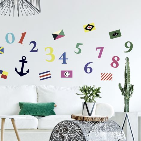 Sticker autocollant ludique et décoratif pour apprendre à compter à votre enfant, 24 cm X 68 cm. Idéal pour l'éducation des enfants. (1/3)