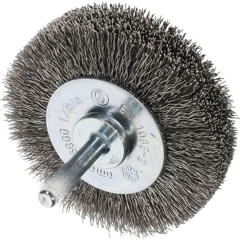 Osborn Drahtbürste für Bohrmaschine ø 70x18mm - Drahtbürstenaufsatz für schwer zugängliche Stellen - rostfreie Rundbürste mit Schaft, gewellter Draht (1/5)