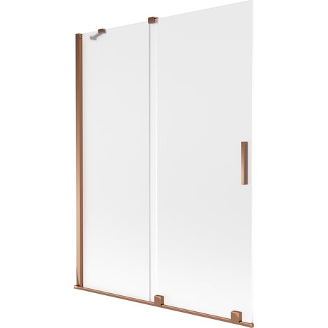 Mexen Velar Badewannenabtrennung 2-flügelig verschiebbar 130 x 150 cm, matt, Roségold - 896-130-000-31-60 (1/2)