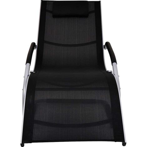 Maison Exclusive - Lettino Prendisole con Cuscino in Alluminio e Textilene Nero (1/5)