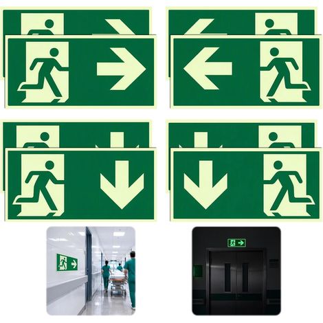 8 Pièces Panneaux de Sortie de Secours pour Bureaux, Hôtels et Commerces (1/5)