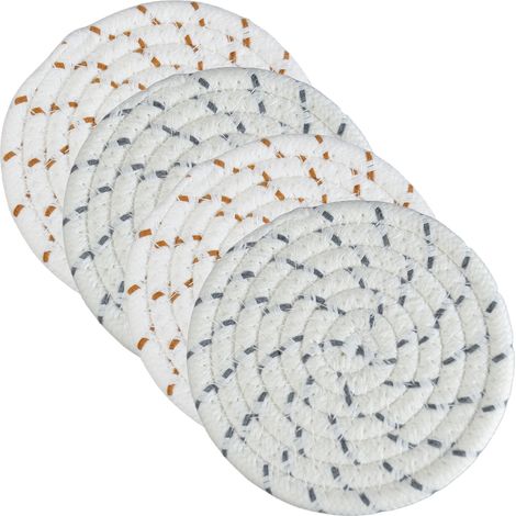 4 dessous de plat résistants à la chaleur, en coton et non-tissé, 18 cm, protection pour plans de travail et tables (1/5)