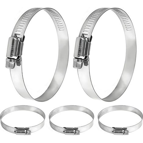 Lot de 5 colliers de serrage réglables en acier inoxydable 304 de 141 à 165 mm, colliers de serrage pour piscine, étang et jardin