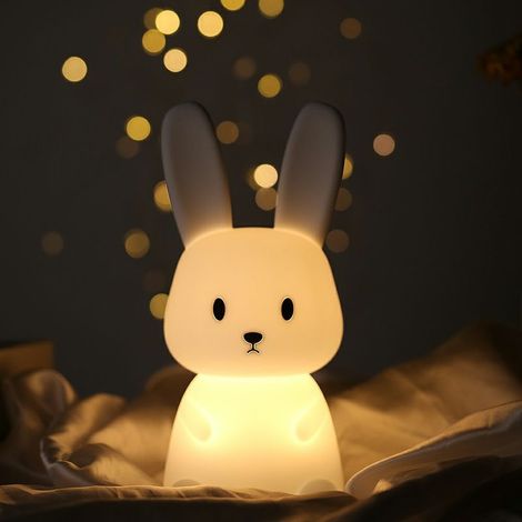 Veilleuse Bebe Bunny Avec 7 Changements de Lumière Contrôle de tap Recharge USB Fonction Minuterie Lampe de Chevet Pour Chambre D'enfant Cadeau Jouet Veilleuse en Silicone Pour Enfant (1/5)