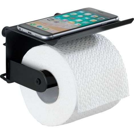 Portarotolo bagno con portaoggetti Classic Plus Black (1/5)