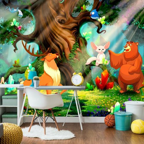 Papier peint ours et amis - 150 x 105 cm