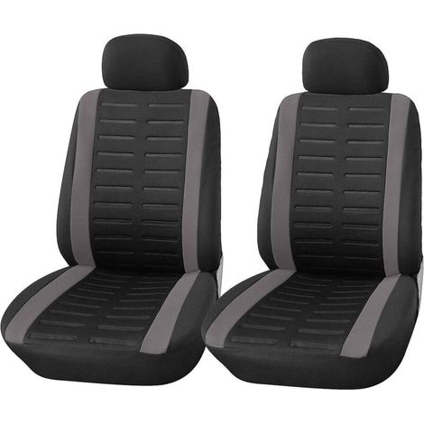 Housses de siège auto universelles noires et grises pour l'avant Jeu de housses de siège auto universelles pour conducteur et passager Accessoires intérieurs Gadgetnoi (1/5)
