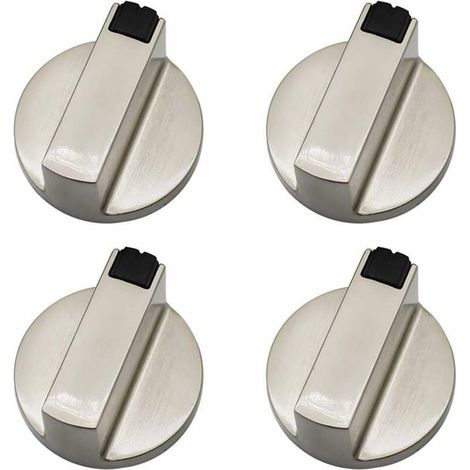 4 boutons cuisinière à gaz, métal robuste 6 mm, compatibles four et plaque de cuisson, pour remplacement facile