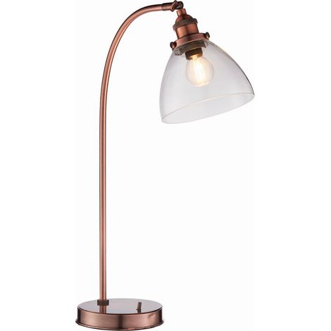 Endon Hansen - Lampada da tavolo 1 luce rame invecchiato, vetro, attacco E14 (1/5)