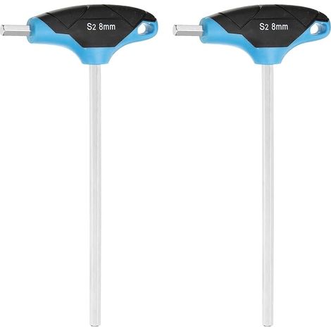 Clé Hexagonale À T 8mm 245mm Long Acier S2 Bleu Noir (1/5)