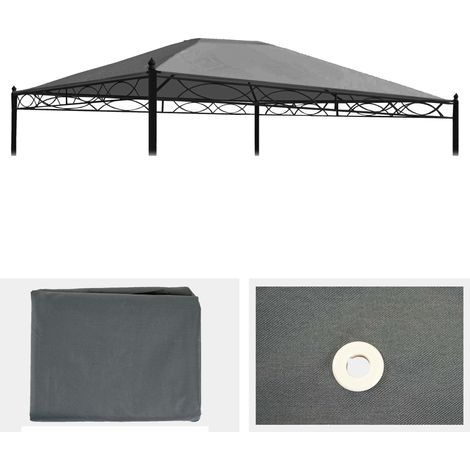 Telo di ricambio copertura tetto per gazebo Cadice poliestere 3x4m, grigio