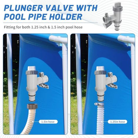 Schlauchadapter für Aufstellpools mit Wartungs-/Absperrventil und Schlauchhalter – Poolzubehör für Poolpumpensysteme, für 32/38-mm-Schläuche (2er-Pack) (1/3)