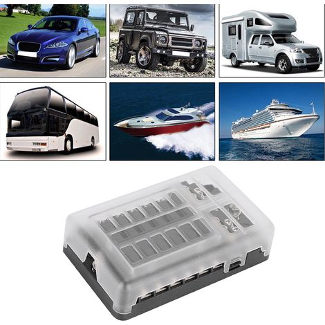Boîte porte-fusibles 12 voies (24 fusibles à lames, 1 entrée, 12 sorties) avec indicateur LED pour voiture, camion et bateau (1/5)
