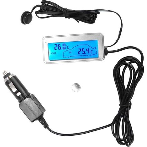 Thermomètre de Voiture Extérieur Thermomètre de Voiture Intérieur Extérieur Numérique 12V Ventilateur de Sport Thermomètres Extérieurs (1/4)