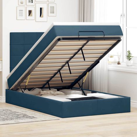Ottoman-Bett mit Matratzen & LEDs Dunkelblau 120x200 cm Samt (1/5)