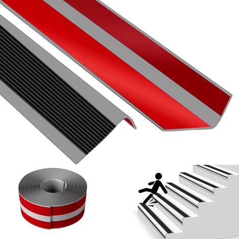 2 pièces, 5025mm, bandes de bord d'escalier antidérapantes auto-adhésives de 1 mètre, matériau en caoutchouc PVC, adaptées à une utilisation intérieure et extérieure (1/5)