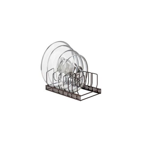 Support réglable pour couvercles de casseroles, organiseur extensible pour tiroir ou plan de travail, coloris noir (1/5)