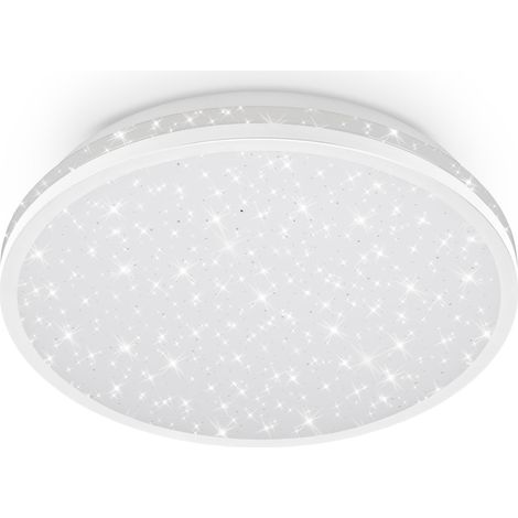 Plafonnier LED avec ciel étoilé, lumière blanc neutre, IP44 protection contre projections, luminaire salle de bain, pièce humide, lampe de plafond, éclairage intérieur, 28x7 cm, Blanc (1/5)