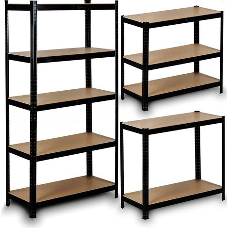 Schwarzes Humberg HR-813 Metallregal zur Aufbewahrung, 180 x 90 x 40 cm