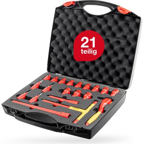 Wiha Ratschenschlüssel Set isoliert (43023) 21-tlg. I Außensechskant 10mm - 31mm I Innensechskant 4mm - 10mm I 3/8 Zoll I inkl. Werkzeugkoffer (1/5)
