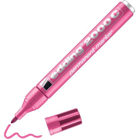 Marqueur permanent - rose - 1 stylo - pointe ronde 1,5-3 mm - sèche vite - résiste à l'eau et à l'essuyage - pour carton, plastique, bois, métal - marqueur universel (1/5)