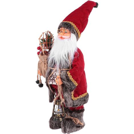 Figurine Père Noël Rouge en Tissu 30 Cm pour Décoration de Noël de Table, pour Fêtes Hivernales et Décoration de Bureau (1/5)