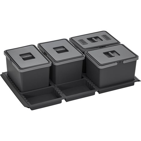 Abfallsammler Metropolis 12+12+12+12L Abfallsystem für Schublade Korpusbreite 90 cm (1/5)